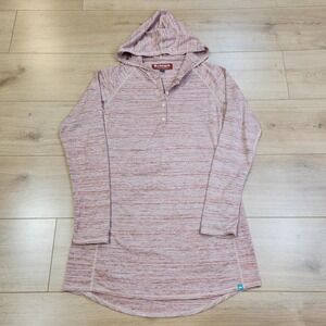 Simms Hooded Sun Shirt Womens Medium Pink Long Sleeve Henley Fishing Lightweight